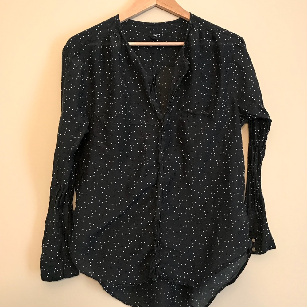 Navy polka dotted tunic